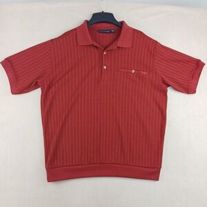 Botany 500 Large Mens Shirt Polo Sweater Banded Waist 24x27 Burgundy Cable Knit